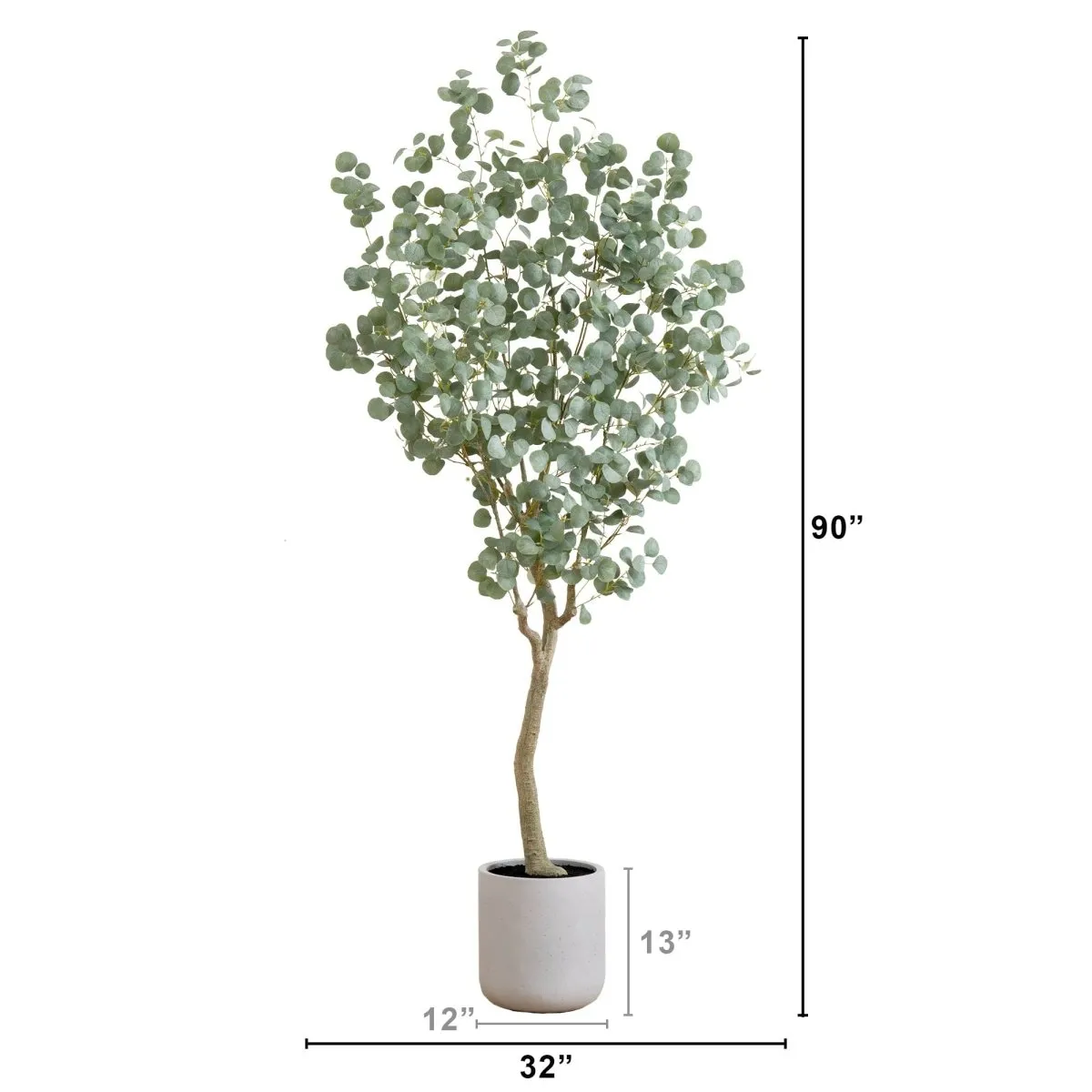 7.5' Faux Eucalyptus Tree | Realistic Indoor Greenery – Ed's Plant Shop