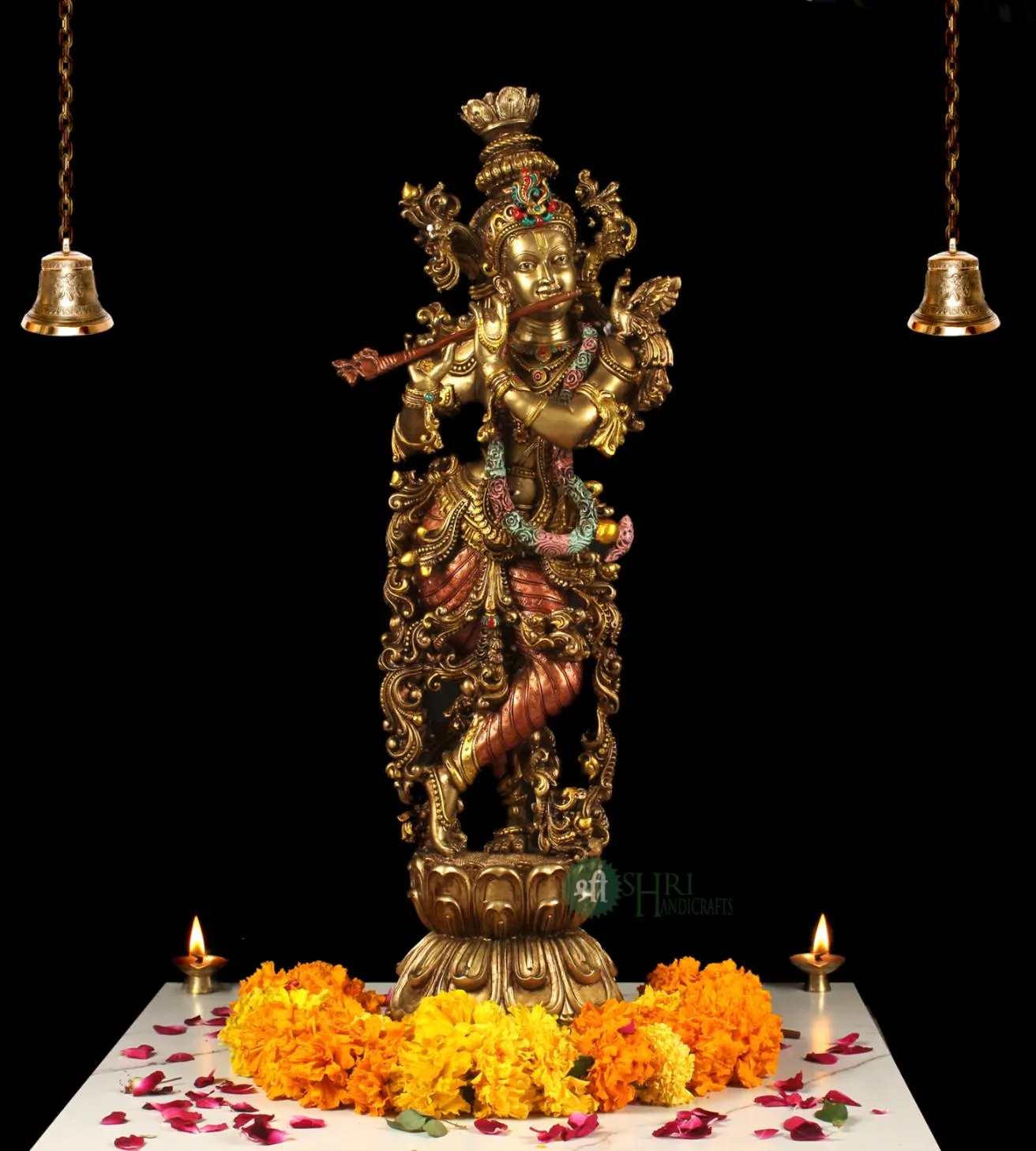 BIG RADHA KRISHNA PAIR STANDING FINE METAL FINISH
