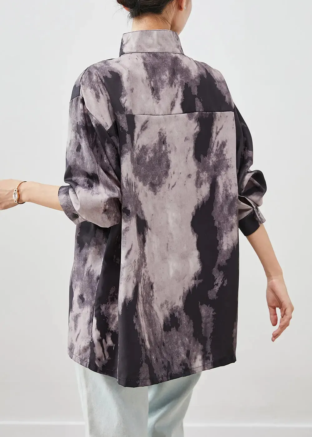 Black Oversized Tie Dye Spandex Shirts