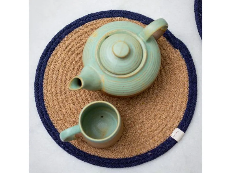 Blue Reversible Cotton Placemats | Set of 6 | 12 x 12 x 1 inches