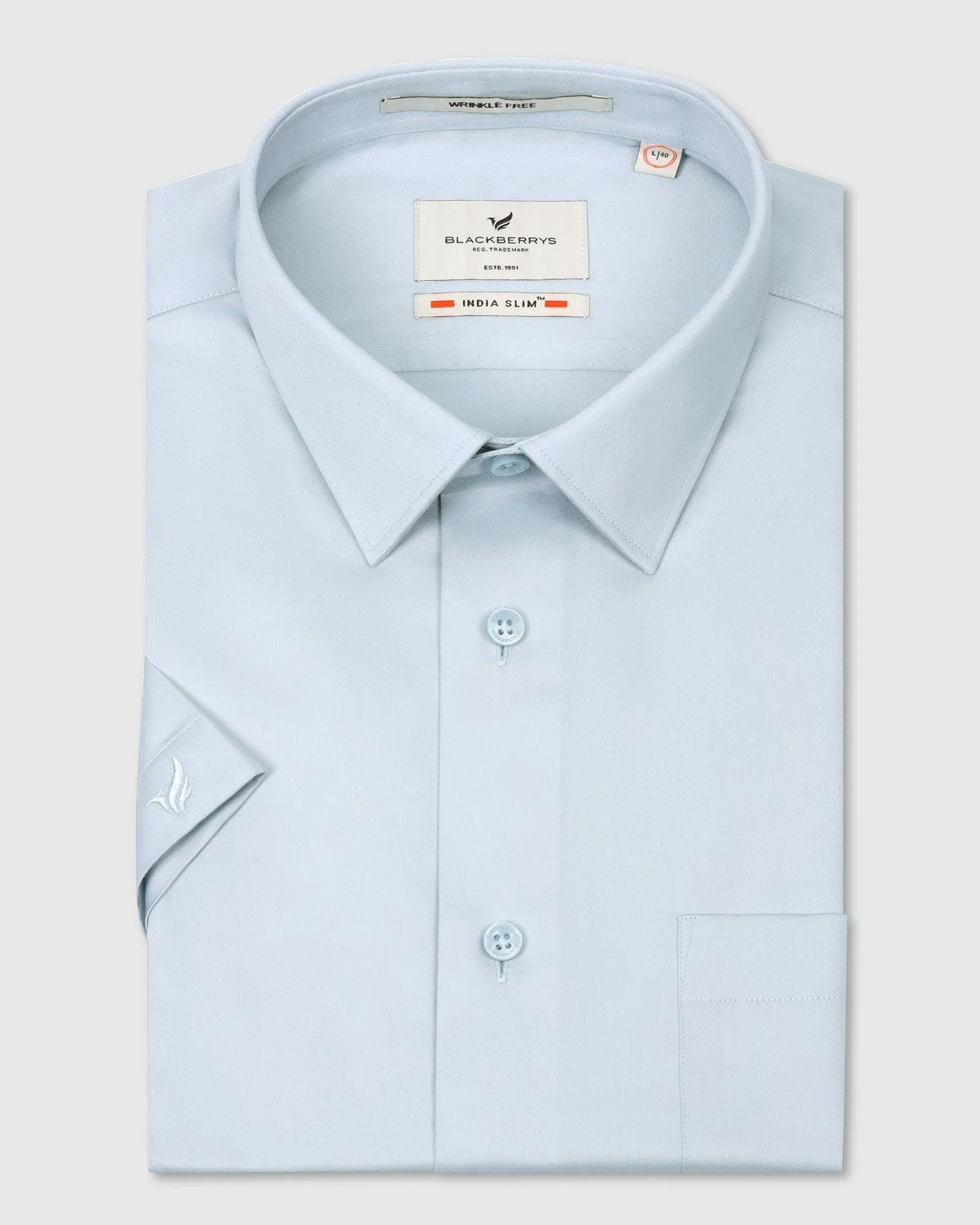 Formal Half Sleeve Ice Blue Solid Shirt - Ericsel