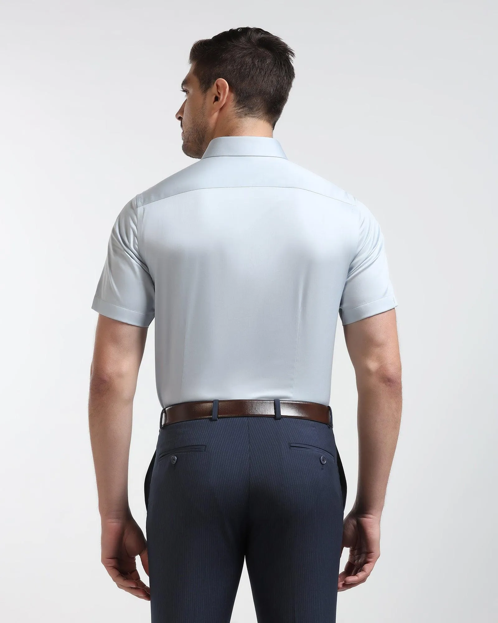 Formal Half Sleeve Ice Blue Solid Shirt - Ericsel