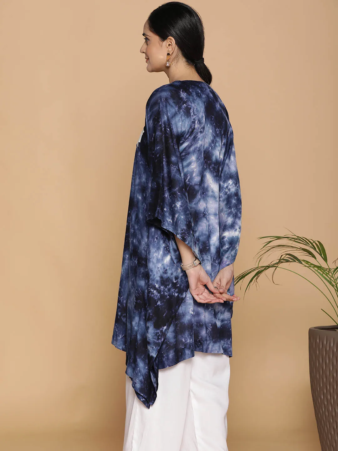 Navy Rayon TieDyeKurta - MidnightBlossoms
