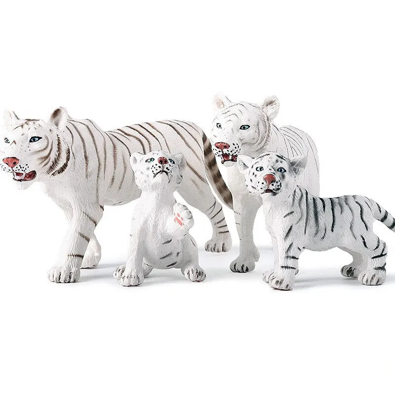 Simulation Cute White Tiger Figure Collectible Toys Animal Action Figures Kid Wild Animal Gift For Kids Collectible Toy