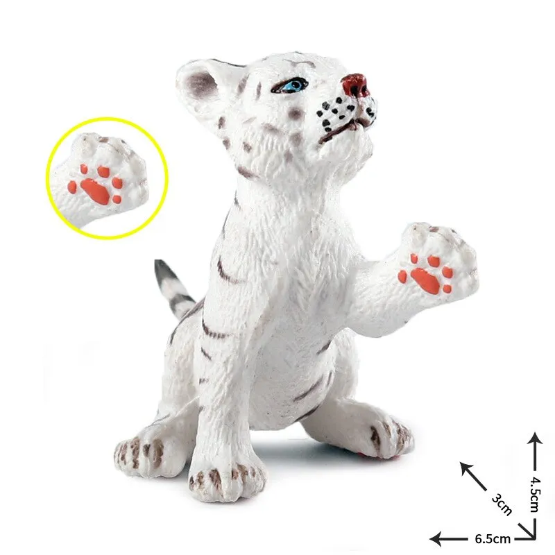 Simulation Cute White Tiger Figure Collectible Toys Animal Action Figures Kid Wild Animal Gift For Kids Collectible Toy