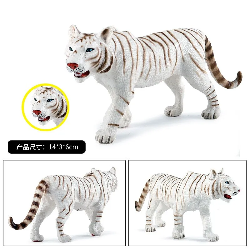 Simulation Cute White Tiger Figure Collectible Toys Animal Action Figures Kid Wild Animal Gift For Kids Collectible Toy