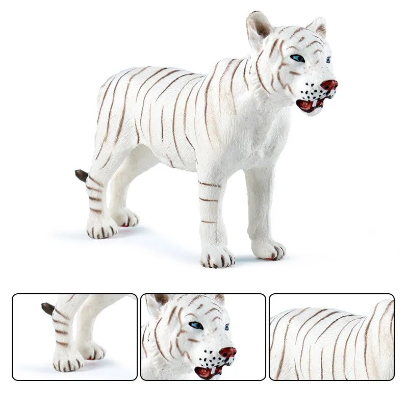 Simulation Cute White Tiger Figure Collectible Toys Animal Action Figures Kid Wild Animal Gift For Kids Collectible Toy