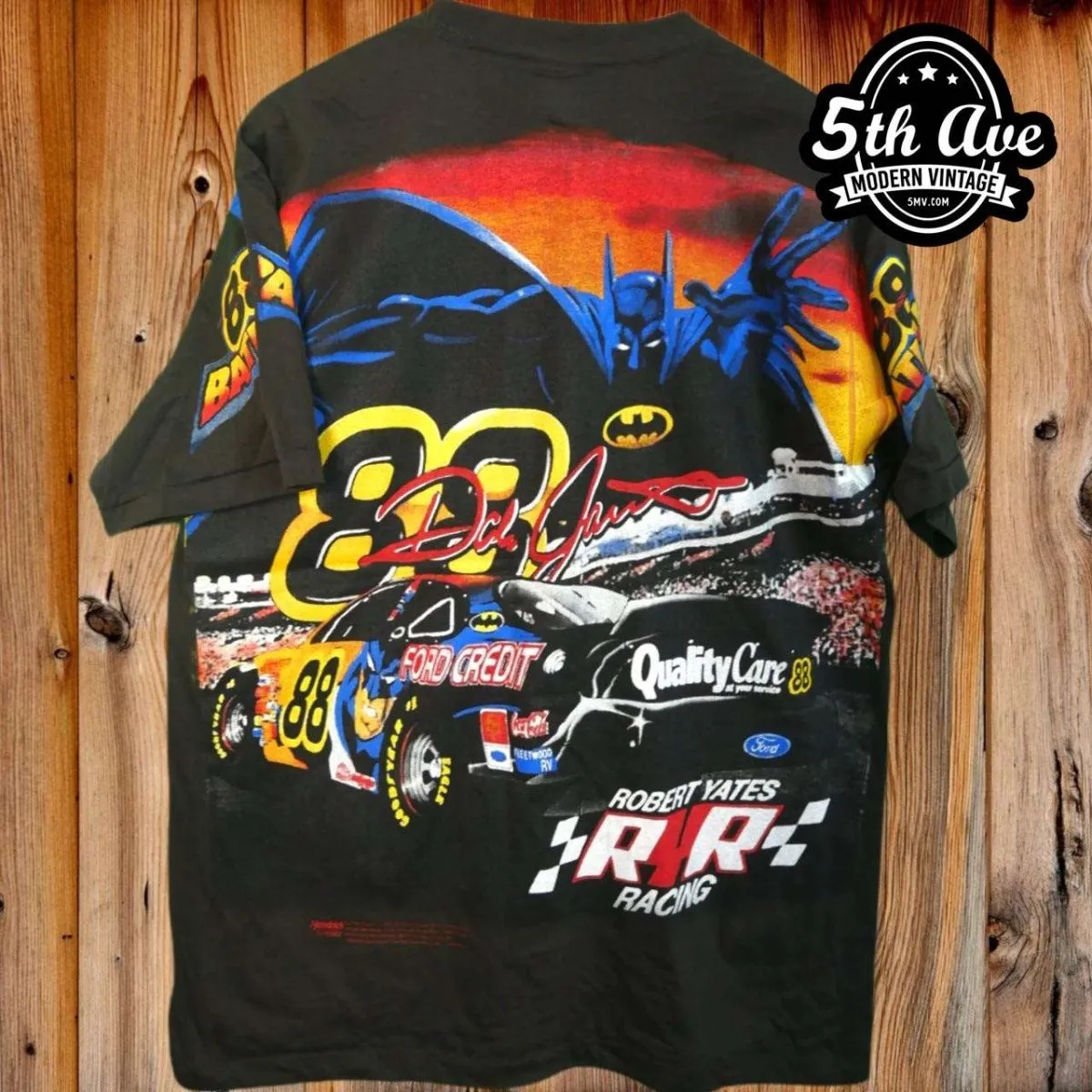 The Dark Knight on Wheels: Dale Jarrett NASCAR Batman Single Stitch t shirt