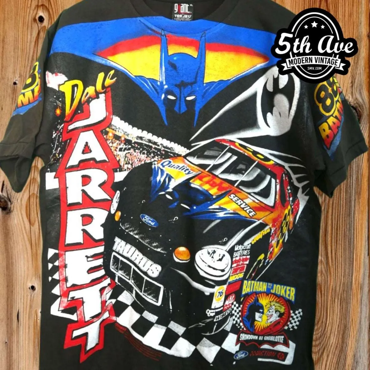 The Dark Knight on Wheels: Dale Jarrett NASCAR Batman Single Stitch t shirt