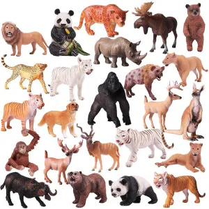 Wild Jungle Zoo Animal Models Plasticized Action Figures Tugger Panda Lion Collectible Model Doll Children's Educational Toys Gifts