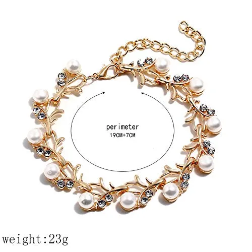 Yellow Chimes Celebrity Choice Classic Adorable Water Pearls Crystals Gold Plated Bracelet for Women and Girls